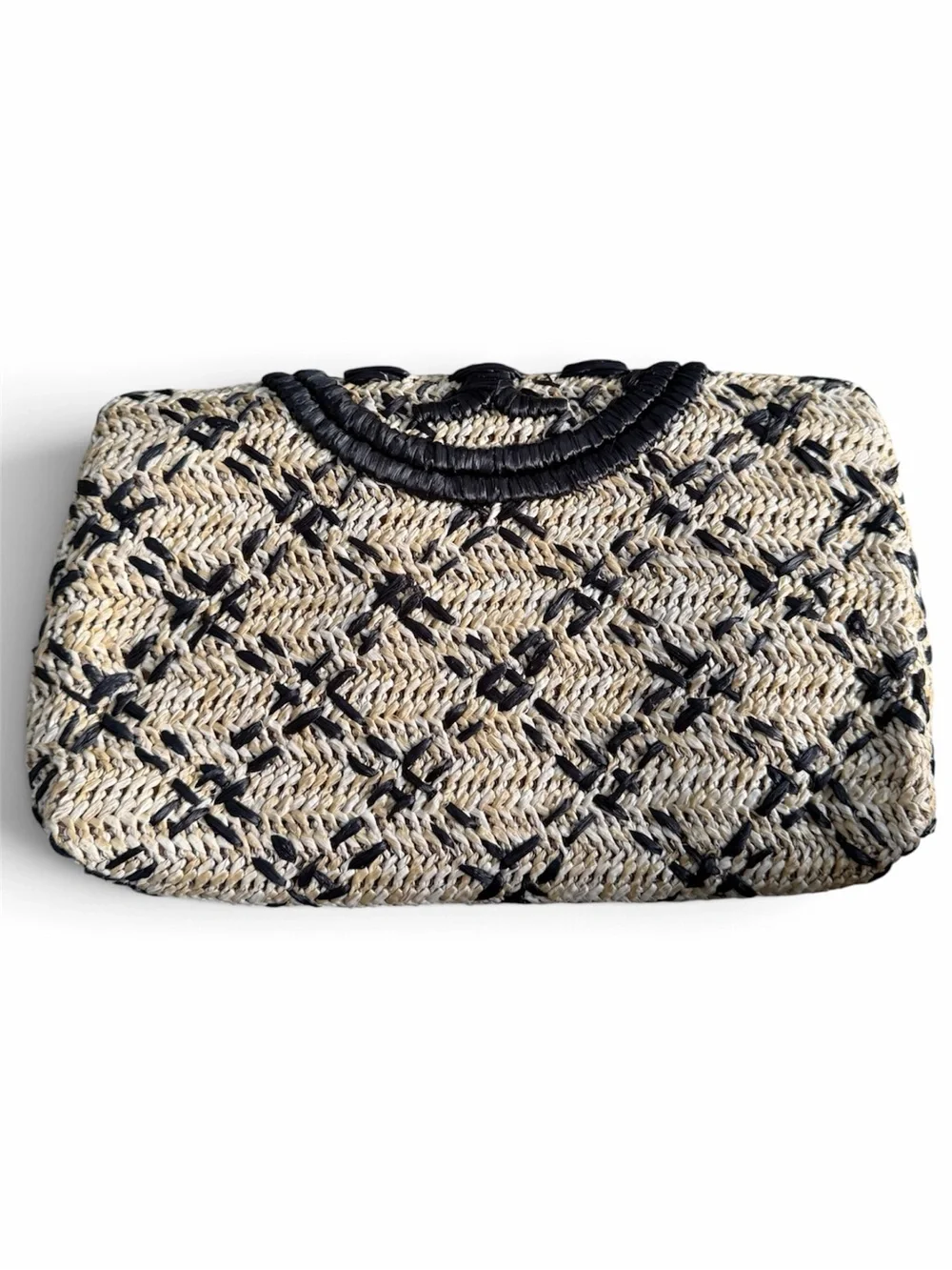 NWOT! Tory Burch Fleming Soft Straw Clutch Bag